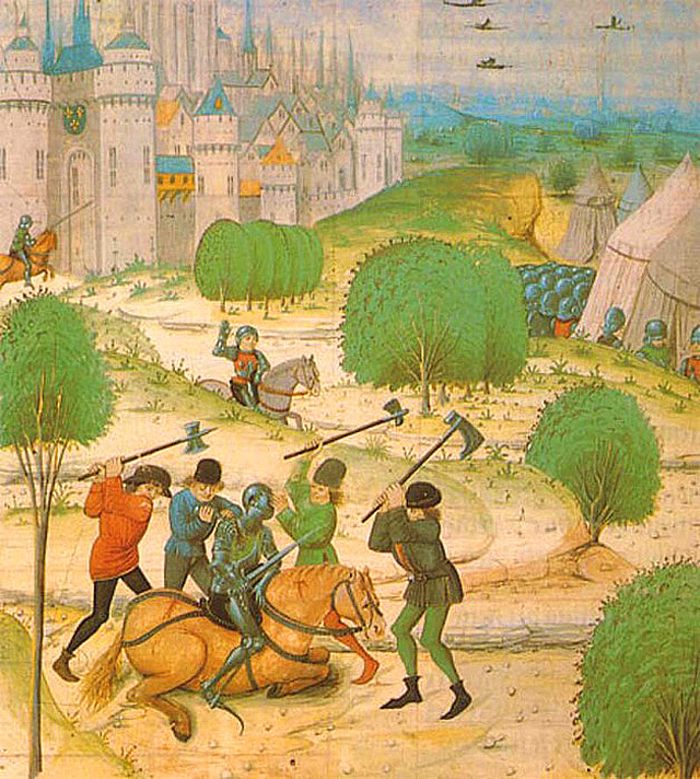 Chroniques de Froissard : Paysans massacrant un noble